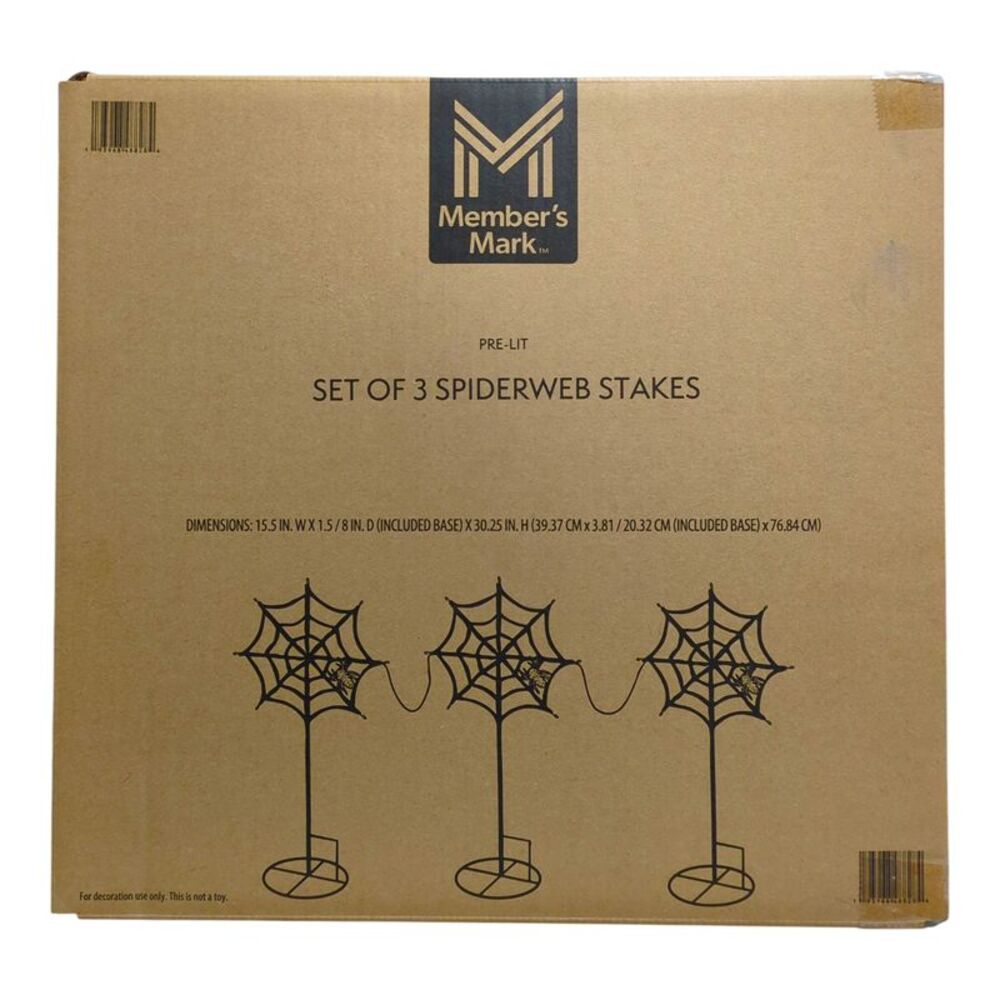 Member's Mark Pre-Lit Spiderweb Lawn Stakes, Set of 3